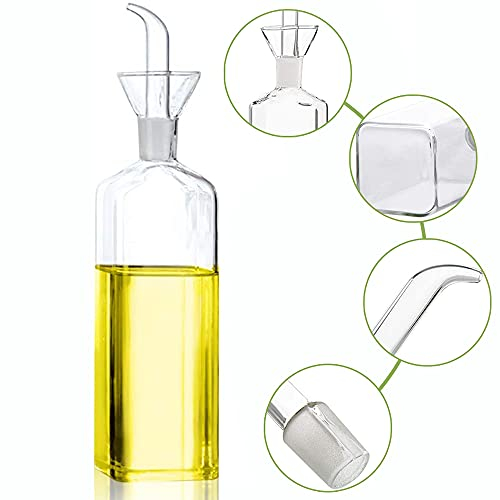 WelCloud Distributeur d'huile de vinaigre - Bouteille d'huile en verre - Distributeur d'huile d'olive - Bouteille en verre pour cuisine, barbecue, barbecue, pâtisserie, salade, sauce soja - 500 ml