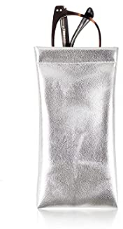 LEEQBCR 1-teiliges tragbares Sonnenbrillenetui mit Schnappverschluss, Brillenetui, weiches Brillenetui, Damen-Lesebrillenetui (Silber)