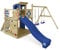 Wickey Spielturm Klettergerüst Smart Camp mit Schaukel & Blauer Rutsche, Outdoor Kinder Kletterturm mit Sandkasten, Leiter & Spiel-Zubehör für den Garten