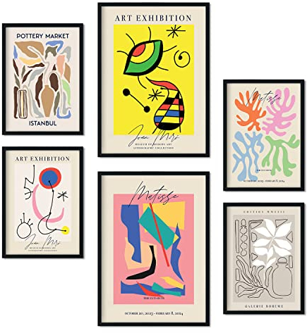 Nacnic Set von 6 abstrakten Kunst Poster. Sammlung von Platten mit ästhetischer Collage für Innendekoration. Größen A3 und A4. Rahmenlos