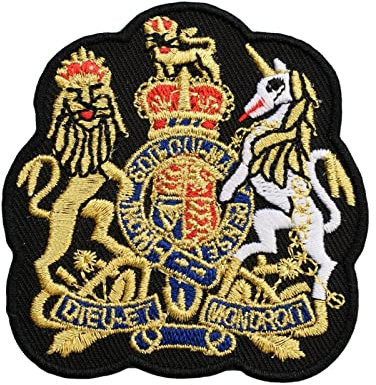 Royal Wappen bestickter Aufnäher zum Aufbügeln oder Aufnähen, britische Goldkrone