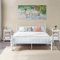 FURNITABLE Small Double Bed Metal Bed Frame Solid Bedstead Base with 2 Headboard for Adults Childre, Fit for 120 x 190 cm Mattress, White