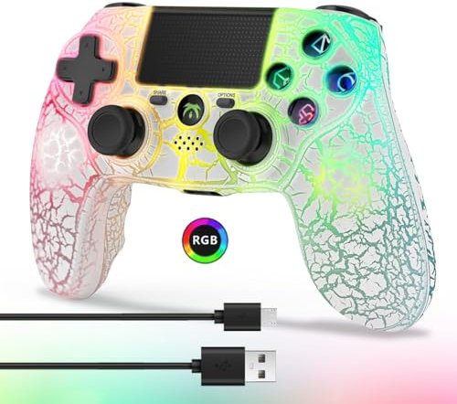 DYONDER wireless Controller per PS4, Gamepad wireless con vibrazione doppia, con luce RGB, joystick PS4 per PS4/Slim/Pro/PC(W)