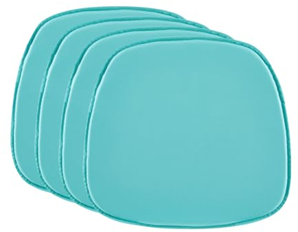 DORAFAIR 4-Pcs Stuhlkissen Leder Eckig Sitzkissen Sitzauflage Gepolstert für Stühle in Haus und Garten, 39 x 38 x 2cm,Hellblau