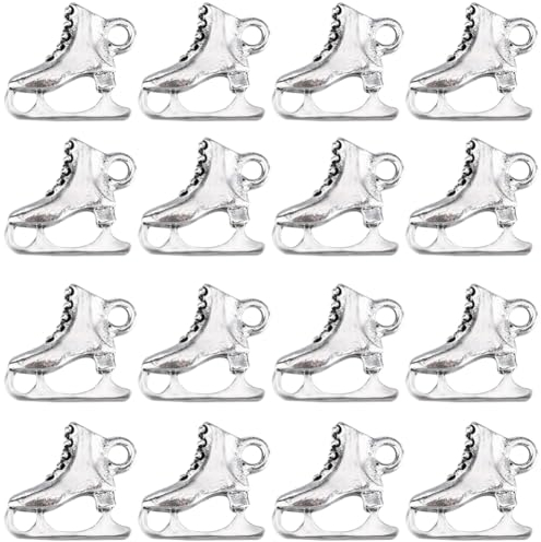 SUNNYCLUE 1 Box 30 Stück 3D Schlittschuh Charms Aus Legierung Bulk Skating Charm Tibetische Legierung Silber Vintage Stil Antik Sportschuhe Schlittschuhe Charms Für Die Schmuckherstellung Charms Schlü
