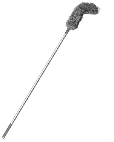 EXTRWORY 1 brosse de nettoyage de gouttière, grattoir à mousse de toit, brosse de nettoyage de gouttière, outil de toiture avec manche télescopique extensible de 2,5 m de protection (gris)