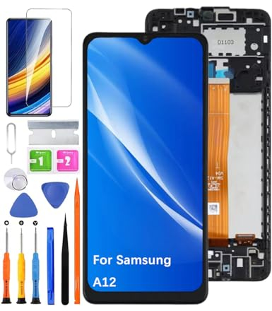HLYGZX Ersatz Display für Samsung Galaxy A12 LCD-Bildschirm, A125F A125M A125U A125N A125W Bildschirm LCD Display Touch Digitizer Assembly Reparaturteile Kit(Schwarz mit Rahmen)