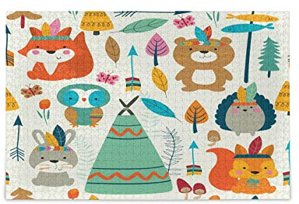 IGHSNZUH 1000-Teiliges Puzzle, Süßes Tier-Fuchs-Bär-Puzzle, Lustiges Spielzeug-Familienspiel Für Pädagogisches, Intellektuelles Dekomprimieren