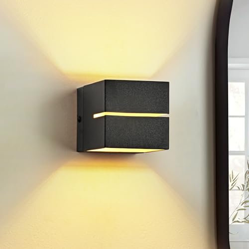 Doughelec LED Wandleuchte Wandlampe Innen, Gold Schwarz Vintage Wandlampe G9 Austauschbarer 6W Warmweiß 3000K mit Lichtschlitz, Aluminium Wandleuchte Up Down Bettlampe Für Wohnzimmer Schlafzimmer Flur
