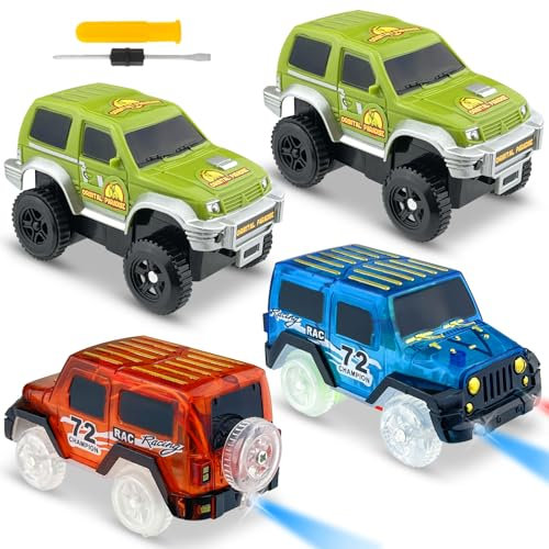 GZLCEU 4 STK Strax Bahn Set, Elektrisches Spielzeug für 3-5 Jahre Jungen Mädchen, Rennwagen Strecken Mit Rennstrecke