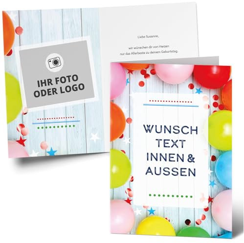 XXL Glückwunschkarte Geburtstag PERSONALISIERT | A4 Grußkarte | Große XL Maxi Karte | Geburtstagskarte | Umschlag | Text Foto selbst gestalten | 01