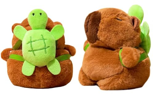 QoKcoahn Niedliche Cartoon-Plüsch-Hülle für AirPods Pro 2. Generation, 3D, Kawaii, flauschige Schildkröte, Capybara, weiche Silikon-Hülle mit Schlüsselanhänger, cool, lustig, für Jungen und Mädchen