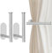 Bdfgh 2pcs Metal Curtain Holdbacks, Curtain Tie back Hook Self Adhesive no Drill Curtain Draper Curtain Hooks Curtain Holders Pull Backs for Doors, Windows, Home Multi-Purpose (Silver)