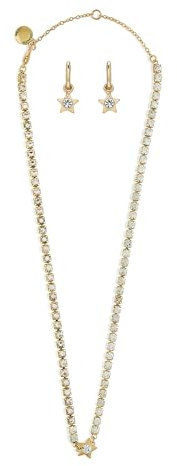 Steve Madden Galaktische Star Tennis-Halskette & Ohrring-Set für Frauen, stylischer Schmuck, vergoldet & Glas, inklusive Ohrringe, Halskette & Geschenkbox