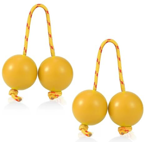 Aslatuas Rhythmic Ball 2 Pairs Kashaka Balls for Kids Adults hand Percussion Shakers African Shaker Kashaka Shaker Instrument Double Gourd Rhythmic Ball for Party Performance Concert (Yellow)