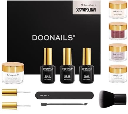 Doonails – Bestseller Dipping Powder Nails Set mit 4 Bestseller Farben – Nagel Starter Kit für salonschöne Nägel – vegan & tierversuchsfrei – schnelle Trocknung ohne UV-Lampe