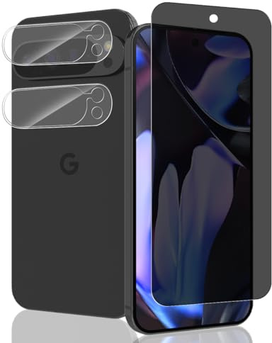 Jaavkkma 1 Pieza Protector Pantalla Privacidad para Google Pixel 9 Pro XL Cristal Templado + 2 Piezas Protector Cámara, Película Protectora para Google Pixel 9 Pro XL - Anti Espía Vidrio Templado