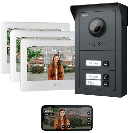 GOLIATH Basic Line Türklingel & Türsprechanlage mit Kamera für [MEHRFAMILIENHAUS] mit Smartphone App - Klingel mit Kamera & Monitor - Doorbell Camera - Video Sprech - & Gegensprechanlage mit Türöffner