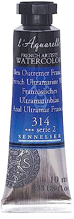 Sennelier L'Aquarelle Tubes d'aquarelle 10 ml – Bleu outremer français Tube de 10 ml