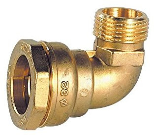 Dipra 466324 Raccord Laiton pour Tuyau Polyéthylène, Coude Mâle, Diamètre 32 mm, M26/34 (1)