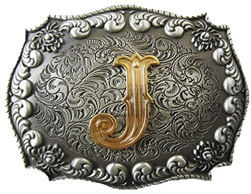 JEAN'S FRIEND Vintage Double Color Initial Letter Belt Buckle Gürtelschnallen (Letter J)