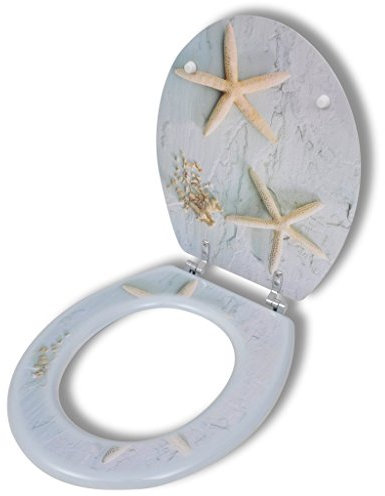 Festnight Abattant WC en MDF Etoiles de mer Facile à Installer et à Nettoyer