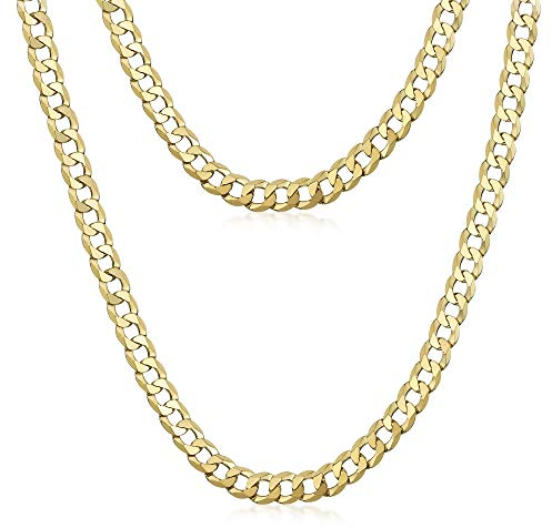 925 Sterling Silber Panzerkette Halskette für Mann - Dicke 5 mm: 9K Gelbgold Vergoldet/Länge 50 cm