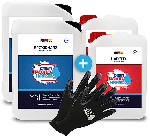 Epoxidharz mit Härter | 40,8kg GfK set | Profi Qualität klar & geruchsarm | Laminier- und Gießharz + Schutzhandschuhe