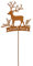 Gartenstecker im Rost Design Hirsch mit Schriftzug Frohes Fest - Rostfigur für den Garten, Dekofigur