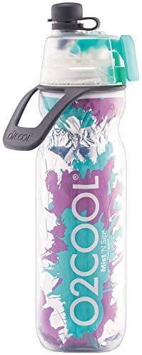 O2COOL ArcticSqueeze N' Sip Misting Water Bottle, Teal/Purple Splash