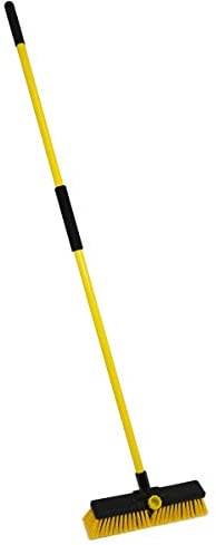 CHARLES BENTLEY 14 Bulldozer Broom, Heavy Duty Garden Broom, Dual Stiff PVC Bristles, Telescopic Handle, Comfortable Foam Grip, Outdoor Cleaning, Yard, Patio, Driveway, Large Debris (35.5x6x144cm)