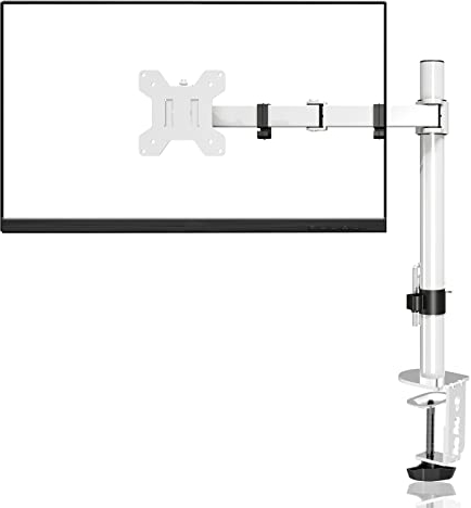 suptek Monitorhalterung 1 Monitor für 13-27 Zoll LCD LED Bildschirme, Höhenverstellbar Monitor Tischhalterung für Schreibtisch bis zu 10kg Monitor Halterung VESA 75/100 Weiß