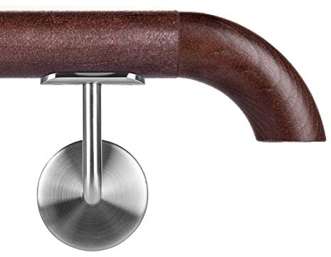 Buche gebeitzt auf Wenge Holzhandlauf Ø 42,4 mm Wandhandlauf 170 cm 2 Halter Holz gebogen flach
