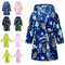 Lodunsyr Bademantel Kinder mit Kapuze für Jungen Mädchen Bademäntel Morgenmantel kuschelig warmen und weichen Pyjamas Kleinkind Coral Fleece Hoodie Roben Blau Hai 2-9 Jahre