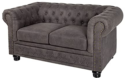 Riess Ambiente Chesterfield 2er Sofa 150cm Vintage grau Taupe mit Knopfheftung und Federkern Couch