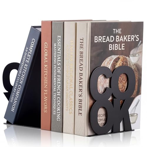 Hotop, Buchstützen Dekorative Buchstützen aus Metall für Bücherregal, Schreibtisch, Küche, Bücherregal, Halterung für Regale, unverwechselbares Aussehen, Design, Buchstützen, Metallstützen