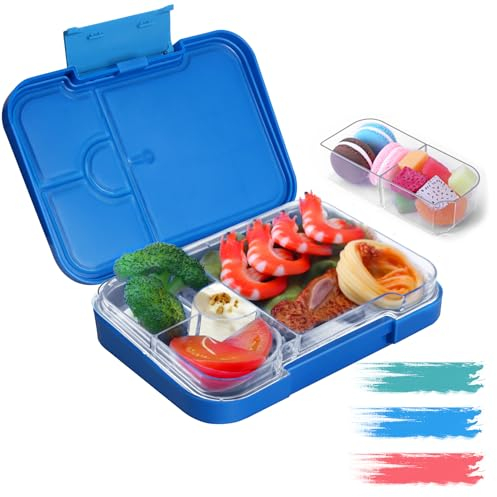 Lunchbox Kinder Bento Box, Brotdose mit Fächern, Robust und Auslaufsicher Brotzeitbox für Kinder Erwachsene, Praktische Jausenbox für Kindergarten, Schule, Picknick und Reisen (Navy Blau)