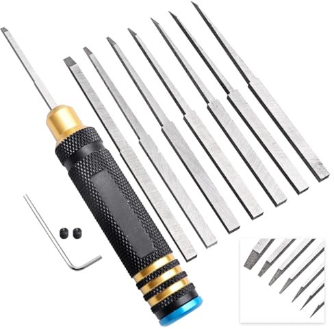 7-in-1 Scribe Tool Panel Line Scriber Scribing Tools Resin Carved Chisel for Gundam Gunpla Model Kits Carving Cutting -0.1/0.2/0.4/0.6/0.8/1.0/2.0mm Blades