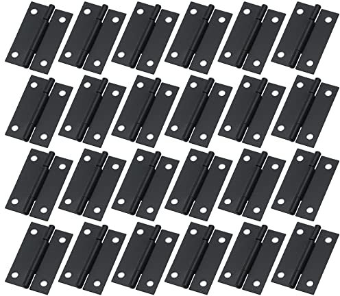 HEVSTIL Lot de 24 petites charnières de porte 38 x 24 mm, charnières de porte d'armoire, piano - Noir