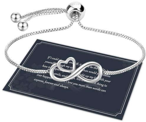 J.Fée Damen Armband Silber 925 Infinity Silber Armband Damen 925 Unendlichkeit Herz Verstellbar Silber Armband für Damen,Geschenk für Weihnachten,Geburtstag,Erntedankfest