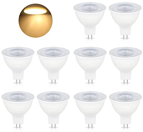 BVCL Bombillas LED MR16 GU5.3, 5W 500LM Regulable MR16 Spotlight AC 220-240V, Equivalente a lámpara halógena de 50W, Ángulo de haz de 120° (Color : Warm White 3000K, Size : 10 PCS)