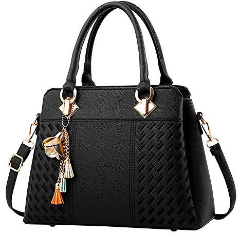 ACNCN Borse da donna Borsa a tracolla Borsa a tracolla Borsa a tracolla Tote Satchel per Lady PU Borsa in pelle, Nero
