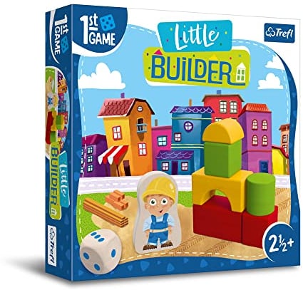 Trefl - Little Builder, Erstes Brettspiel - Brettspiel für die Kleinsten, Bauen mit Bauklötzen, kooperatives Spiel für Kleinkinder, große Elemente, spielerisches Lernen, Spiel für Kinder ab 2,5 Jahren