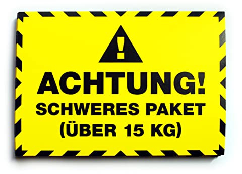 Profi-Etiketten Achtung! schweres Paket über 15kg für Amazon FBA Versandrichtlinie 10,5x7,4cm Aufkleber!