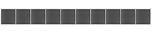 MOONAIRY Zaunelement Set, Sichtschutzstreifen, Sichtschutzzaun, Garten Zaunschutz, Balkonzaun, Stabzaun, WPC 1737x186 cm Schwarz