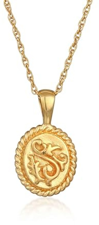 Elli Halskette Vintage Ornament Anhänger 925 Silber Vergoldet 24K | Kette Damen, Schmuck Geschenke für Frauen Mädchen Mama Freundin, Boho Silberkette, Länge 45 cm