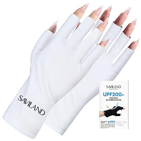Saviland U V Shield Handschuhe Nägel, Maniküre Handschuhe Professionelle UPF200+ Anti-UV Schutz Fingerlose Handschuh für Nagellack Nagel Kunst Trockner Radfahren Autofahren Angeln Fitness Manicures2