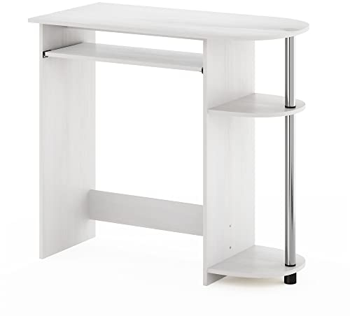 Furinno Computer Desk, Engineered Wood, White Oak/Stainless Steel, 80 (W) x 73 (H) x 40 (D) cm