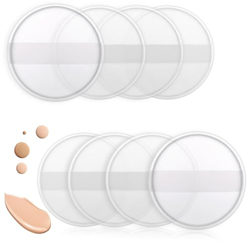 BOSMIOW 8 spugnette rotonde in silicone trasparente, lavabili con manico in seta, applicatore cosmetico per fondotinta liquido, crema, correttore, fard, strumenti di bellezza cosmetici