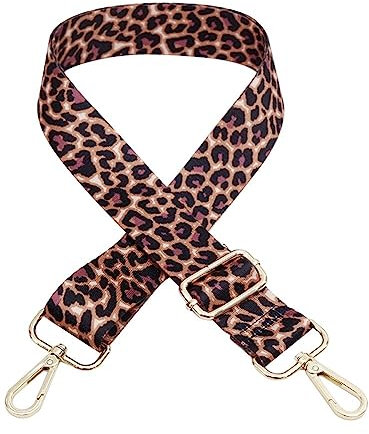 ihreesy Umhängetasche Schultergurt Mode Bunt, 3.8cm Breiter Verstellbarer Taschengurt 80cm-140cm Längenverstellbarer Taschenriemen Ersatzgürtel Leopardenmuster Umhängegurt Tragegurt,Gold #C